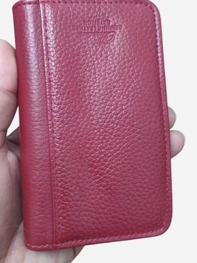 Buxton Red Genuine Leather Mini Card Wallet 3x5